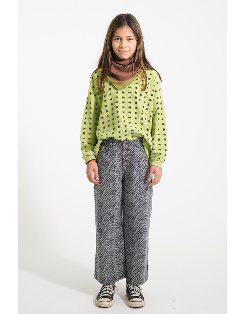 piupiuchick Flare Trousers Grey w. Zebra Print