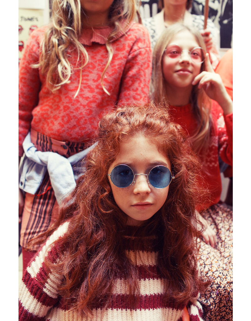 piupiuchick Knitted Sweater Bordeaux & Light Pink Stripes