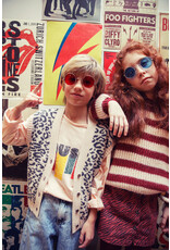 piupiuchick Knitted Waistcoat Light Pink Black Animal Print