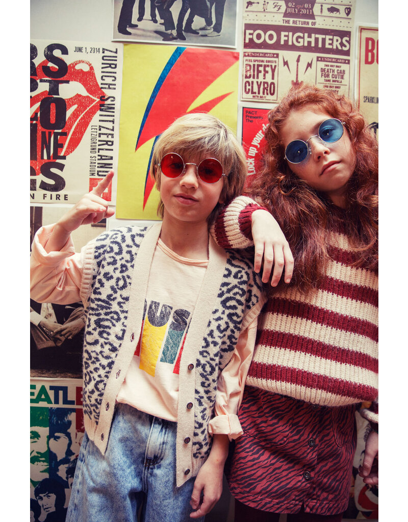 piupiuchick Knitted Waistcoat Light Pink Black Animal Print