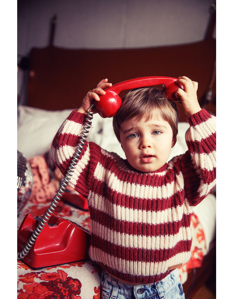 piupiuchick Knitted Sweater Bordeaux & Light Pink Stripes