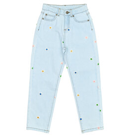 The New Porscha Mom Fit Jeans Light Blue Denim emb.