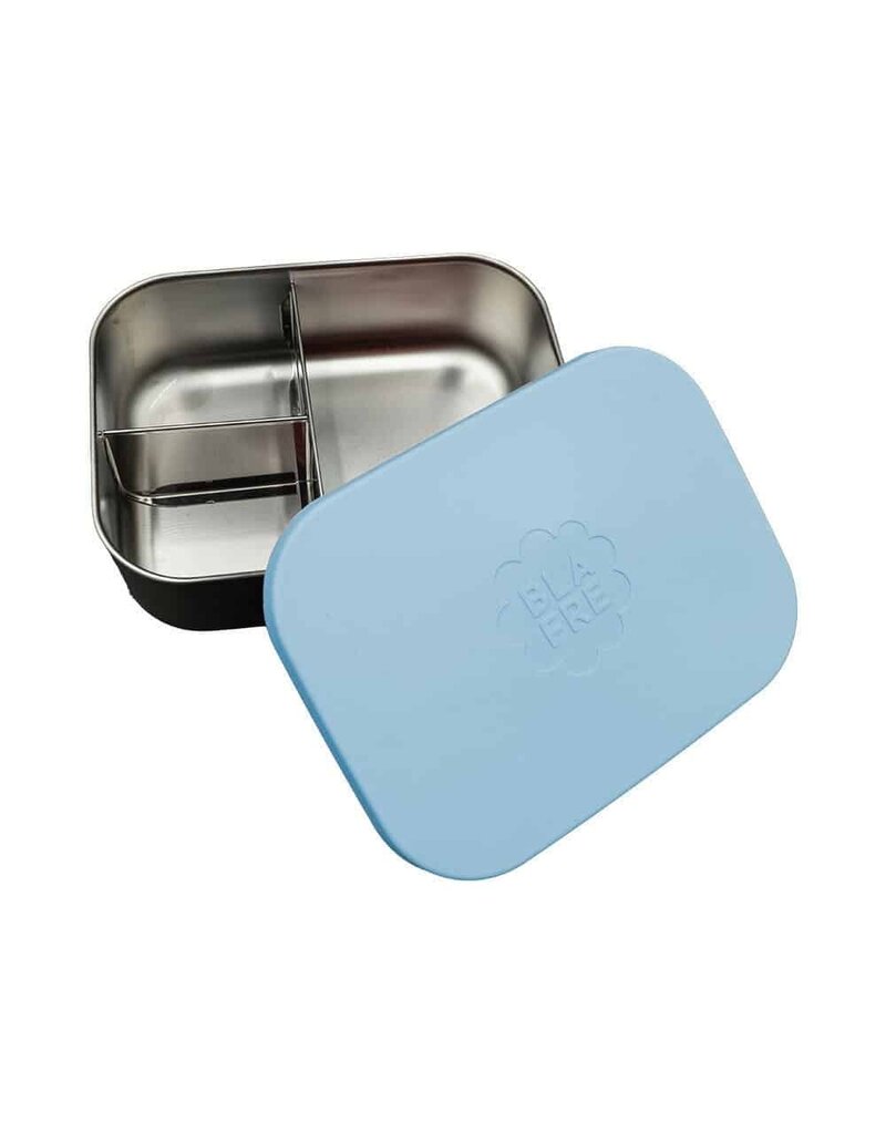 Blafre Stainless steel lunch box 3 compartimenten met silicone deksel blue