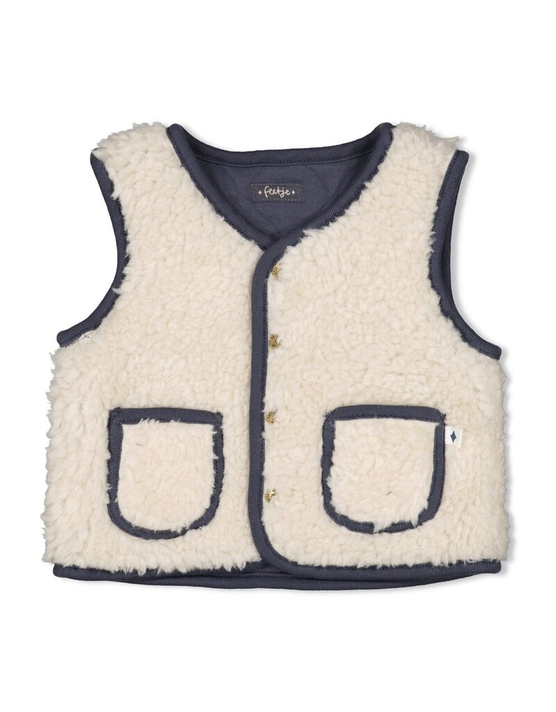 Feetje Omkeerbaar teddy gilet - Narwal