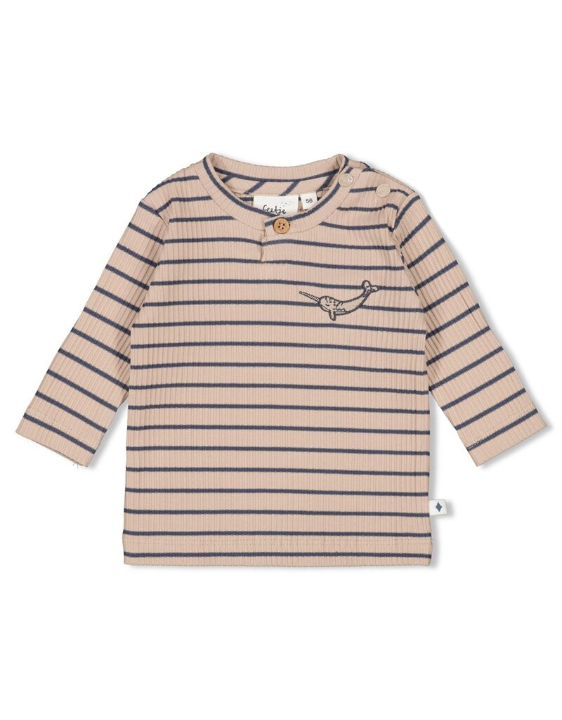 Feetje Longsleeve rib met streep - Narwal