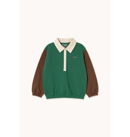 Tinycottons Color Block Polo Sleeve Tee Dark Green