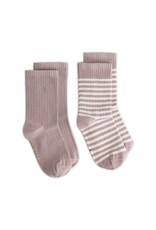 Gray Label Ribbed Socks 2-Pack Berry - Cream