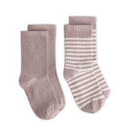 Gray Label Ribbed Socks 2-Pack Berry - Cream