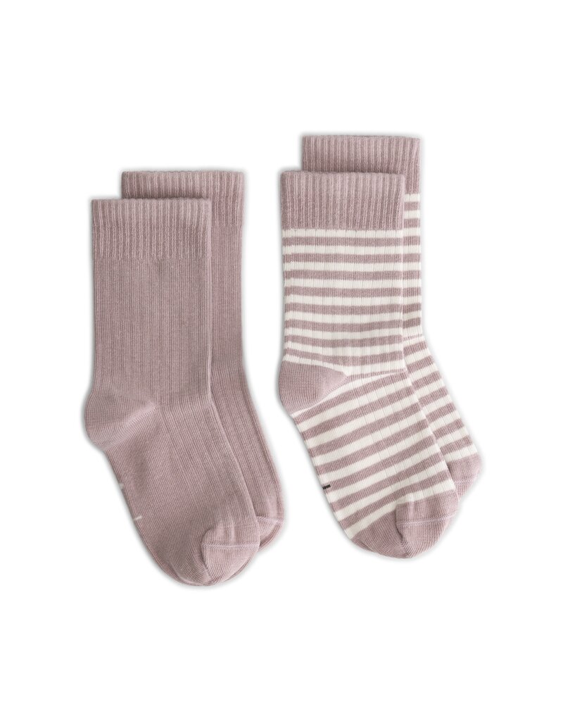 Gray Label Ribbed Socks 2-Pack Berry - Cream