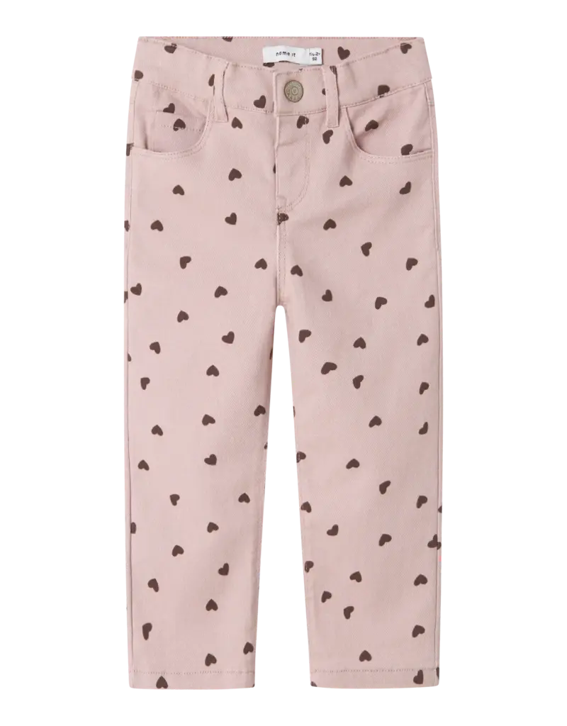 name it Rose Straight aop Pants Burnished Lilac Heart