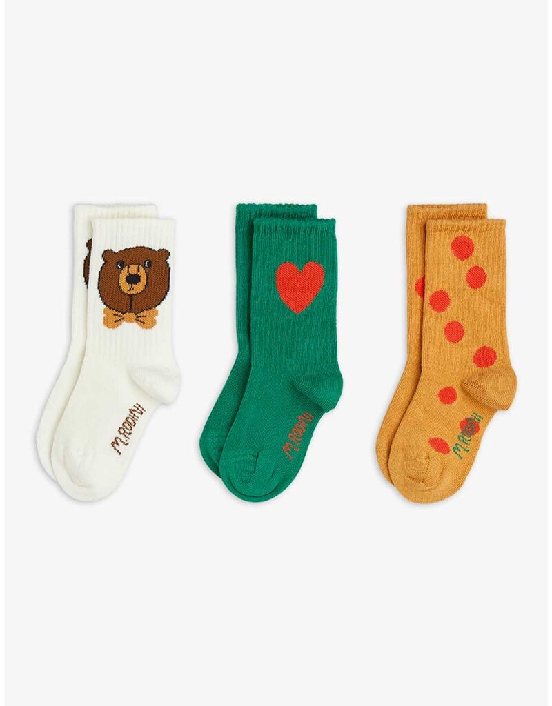 Mini Rodini Bear 3-pack socks