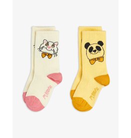 Mini Rodini Cat & panda 2-pack socks