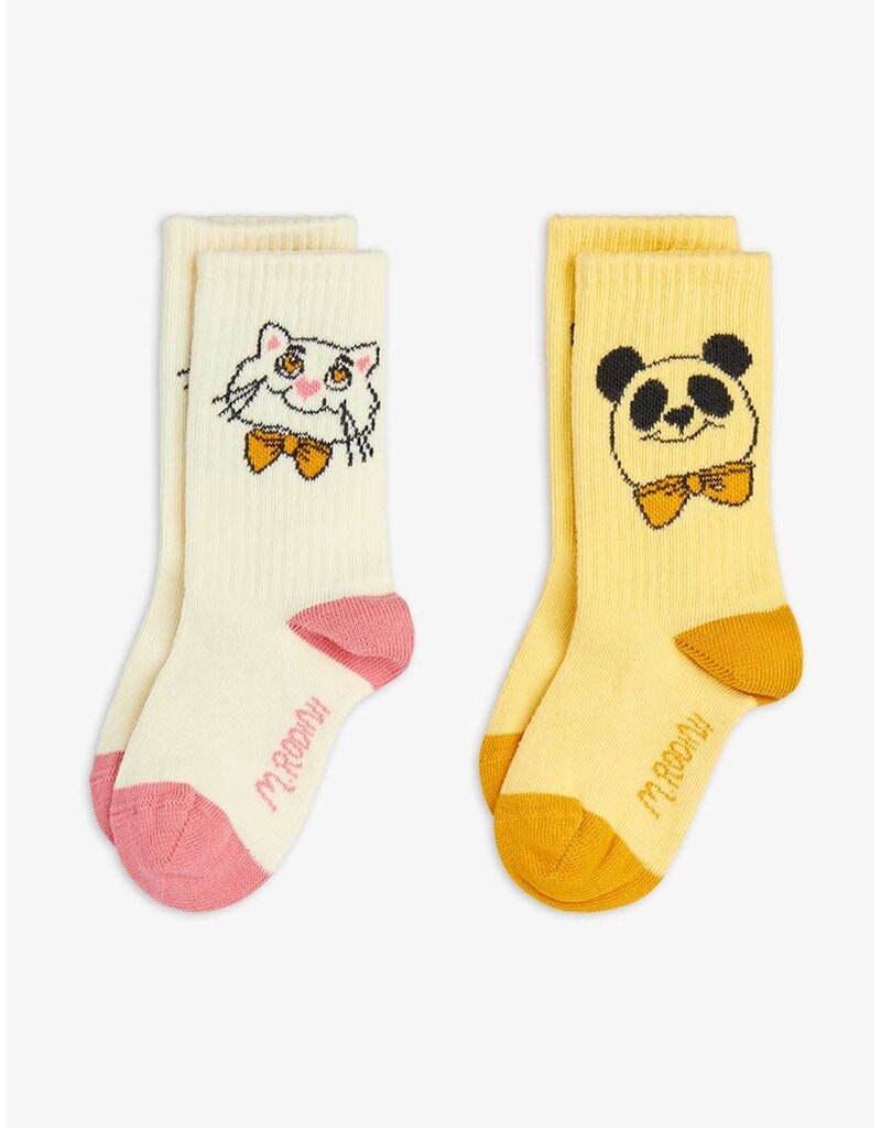 Mini Rodini Cat & panda 2-pack socks