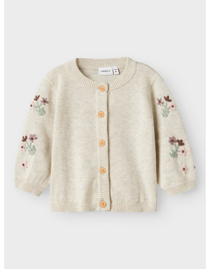 name it Nussy Knit Cardigan Peyote Melange