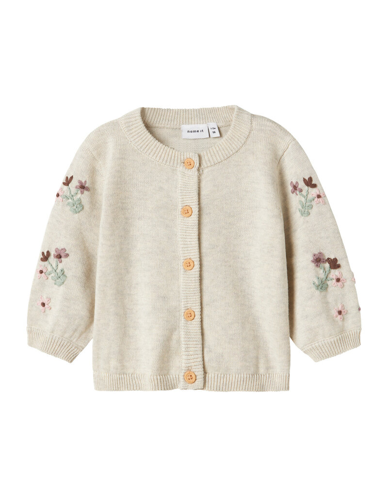 name it Nussy Knit Cardigan Peyote Melange