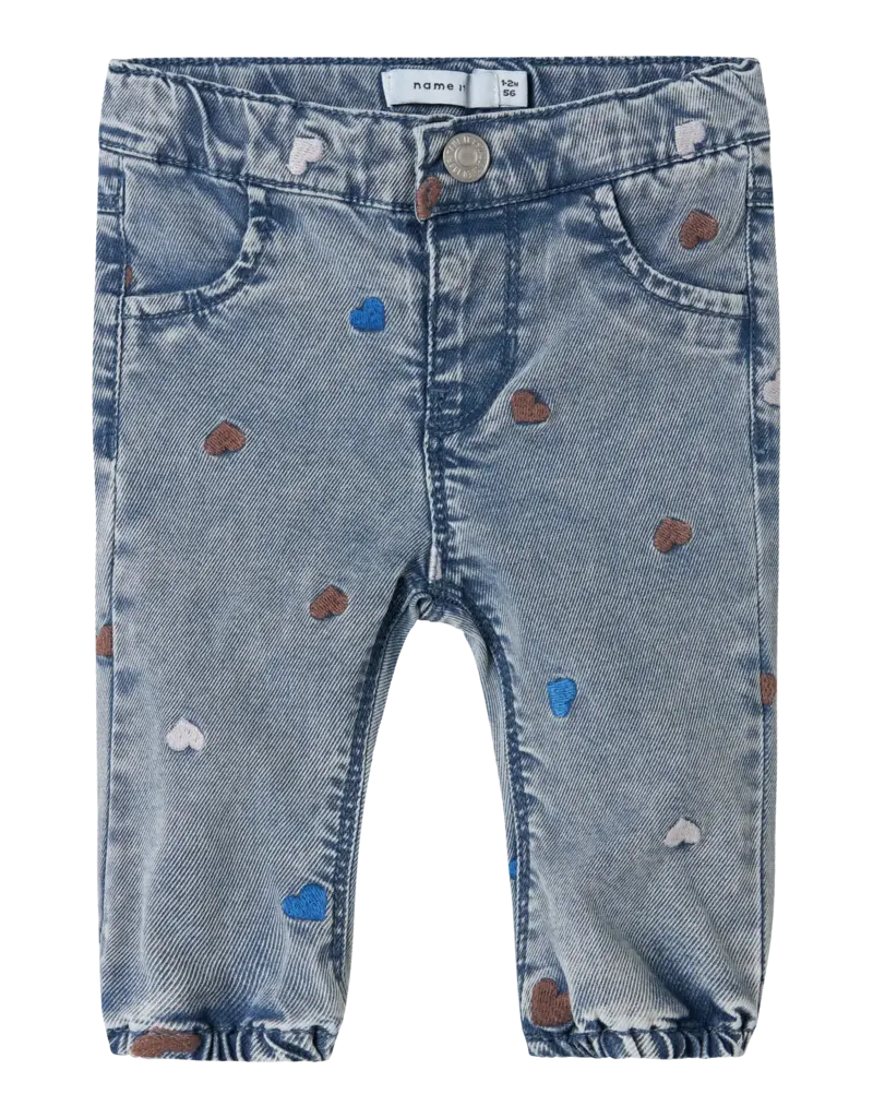 name it Rose Shaped Emb. Jeans Heart