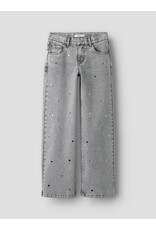 name it Rose Wide Jeans Light Grey Denim Heart Studs