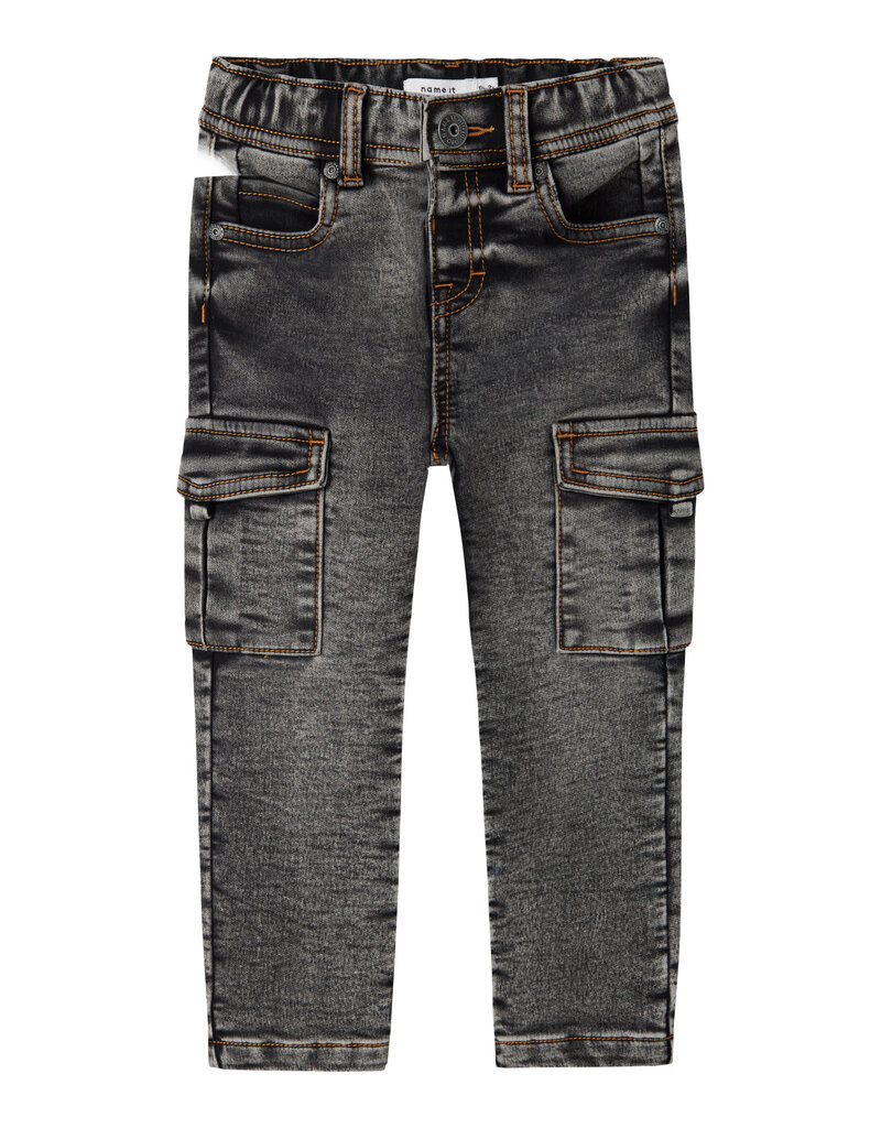 name it Silas Slim Cargo Dark Grey Denim
