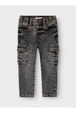 name it Silas Slim Cargo Dark Grey Denim