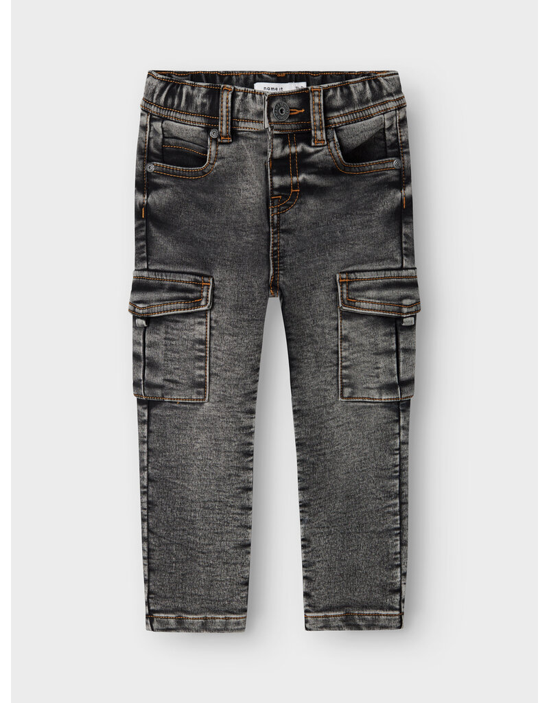 name it Silas Slim Cargo Dark Grey Denim