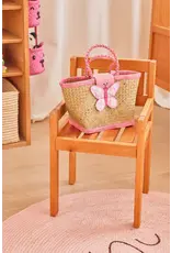 Rice Raffia Kids Bag with Butterfly Closing