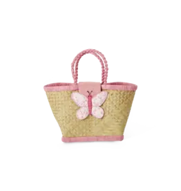 Rice Raffia Kids Bag with Butterfly Closing