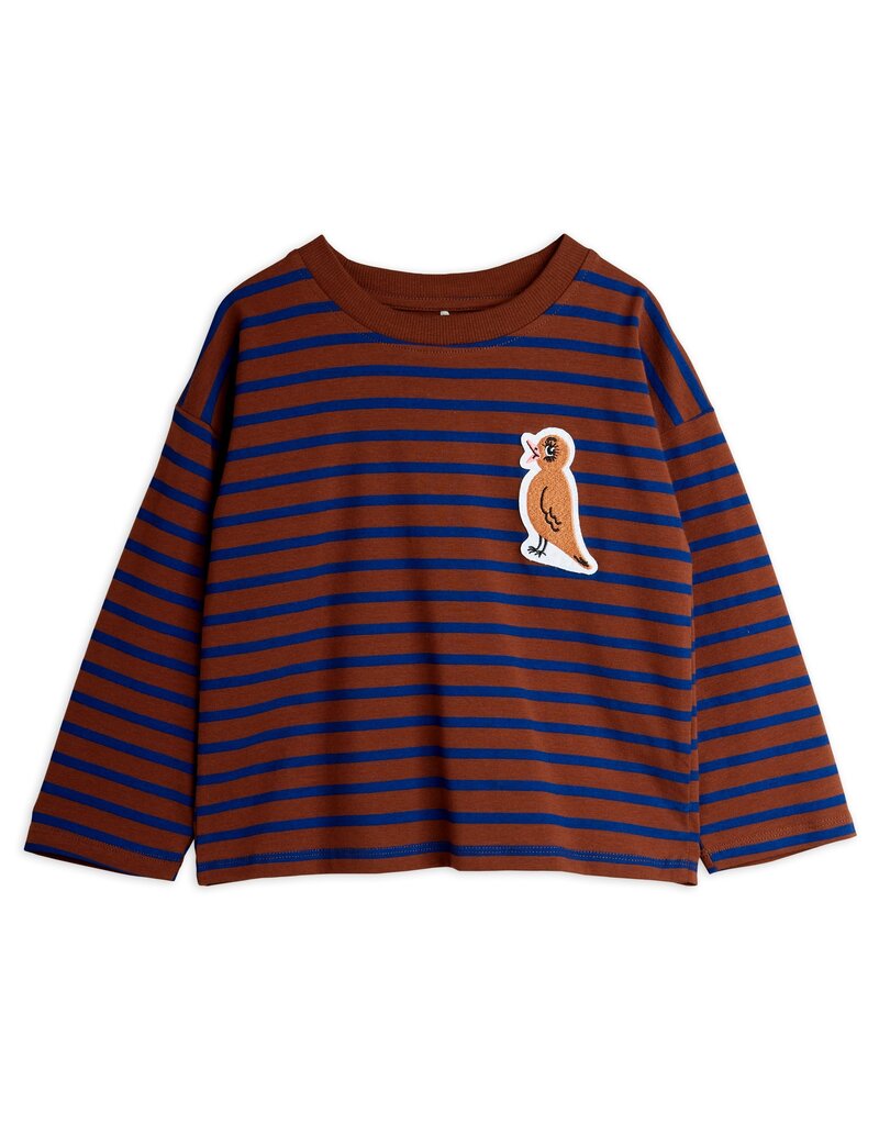 Mini Rodini Stripe bird patch ls tee