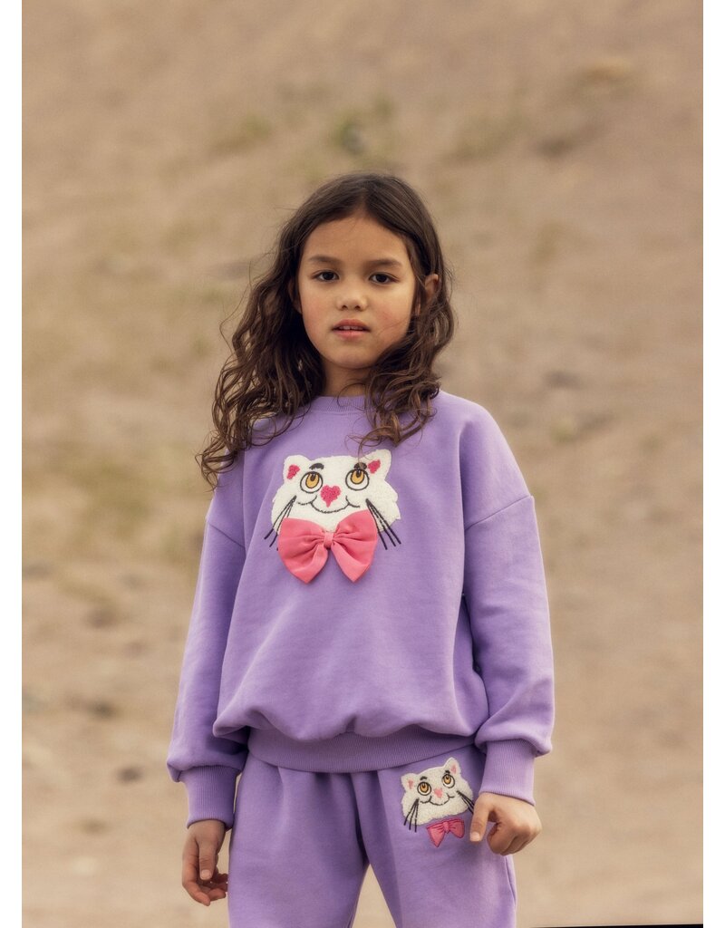 Mini Rodini Cat with bowtie chenille sweatshirt