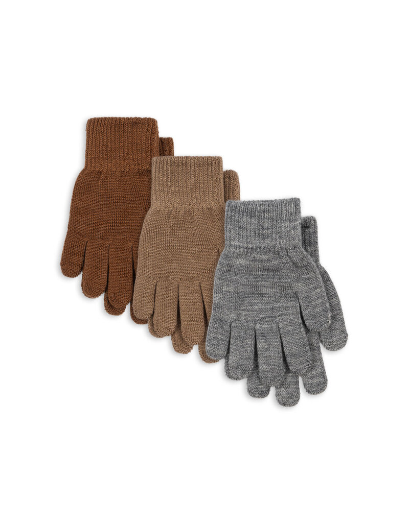 Konges Sløjd 3 Pack Filla Gloves Grey Melange / Beige / Brown