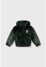 Alix the Label kids woven faux fur jacket dark olive