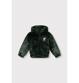 Alix the Label kids woven faux fur jacket dark olive