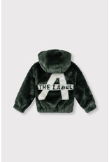 Alix the Label kids woven faux fur jacket dark olive