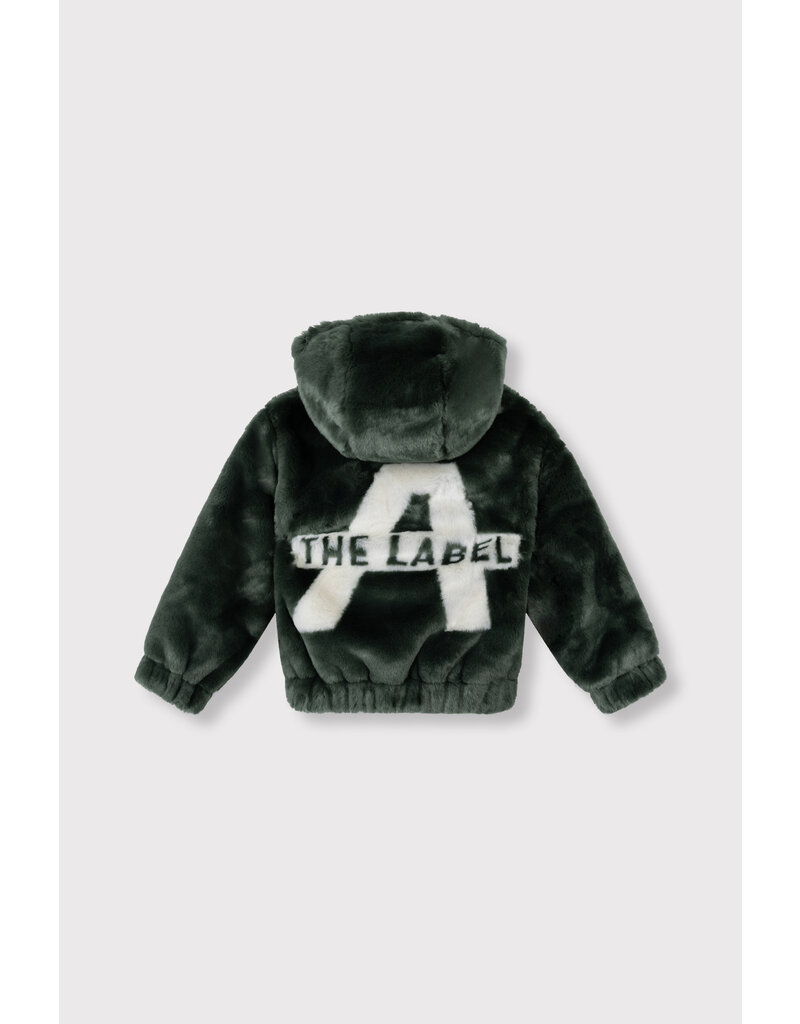 Alix the Label kids woven faux fur jacket dark olive