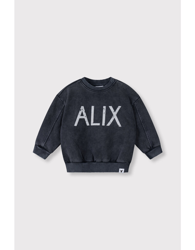 Alix the Label baby knitted alix on tour sweater charcoal grey