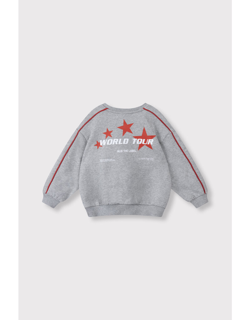 Alix the Label kids knitted text print sweater soft grey melange