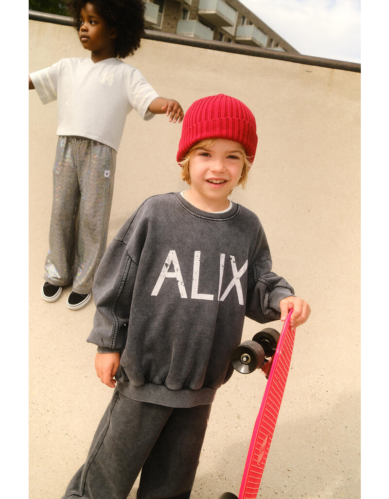 Alix the Label kids knitted alix on tour sweater charcoal grey