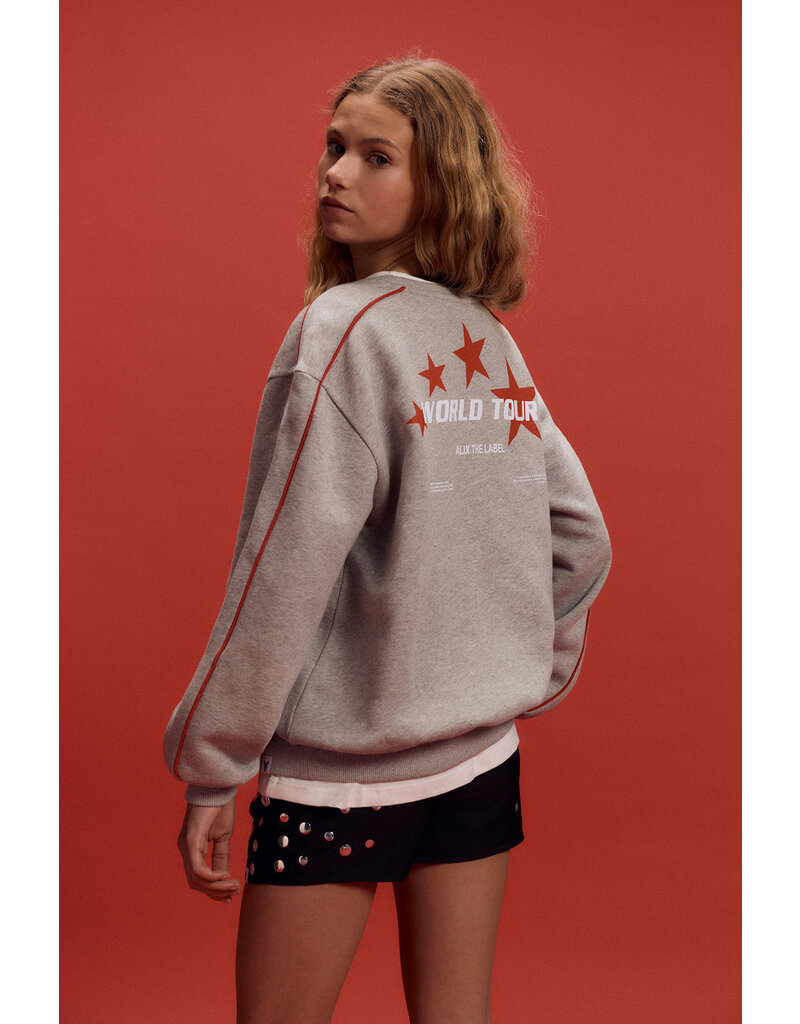 Alix the Label kids knitted text print sweater soft grey melange