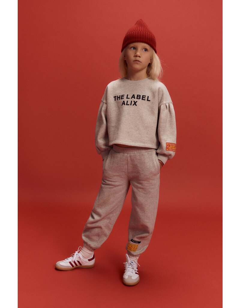 Alix the Label kids knitted strass logo sweater soft grey