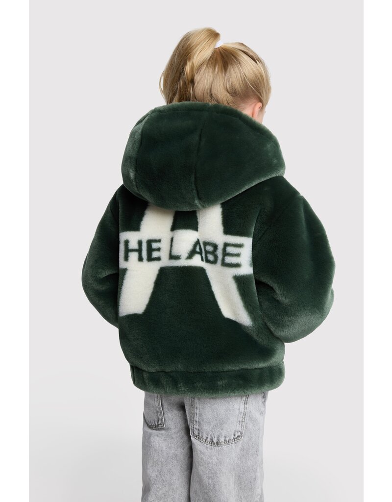 Alix the Label kids woven faux fur jacket dark olive