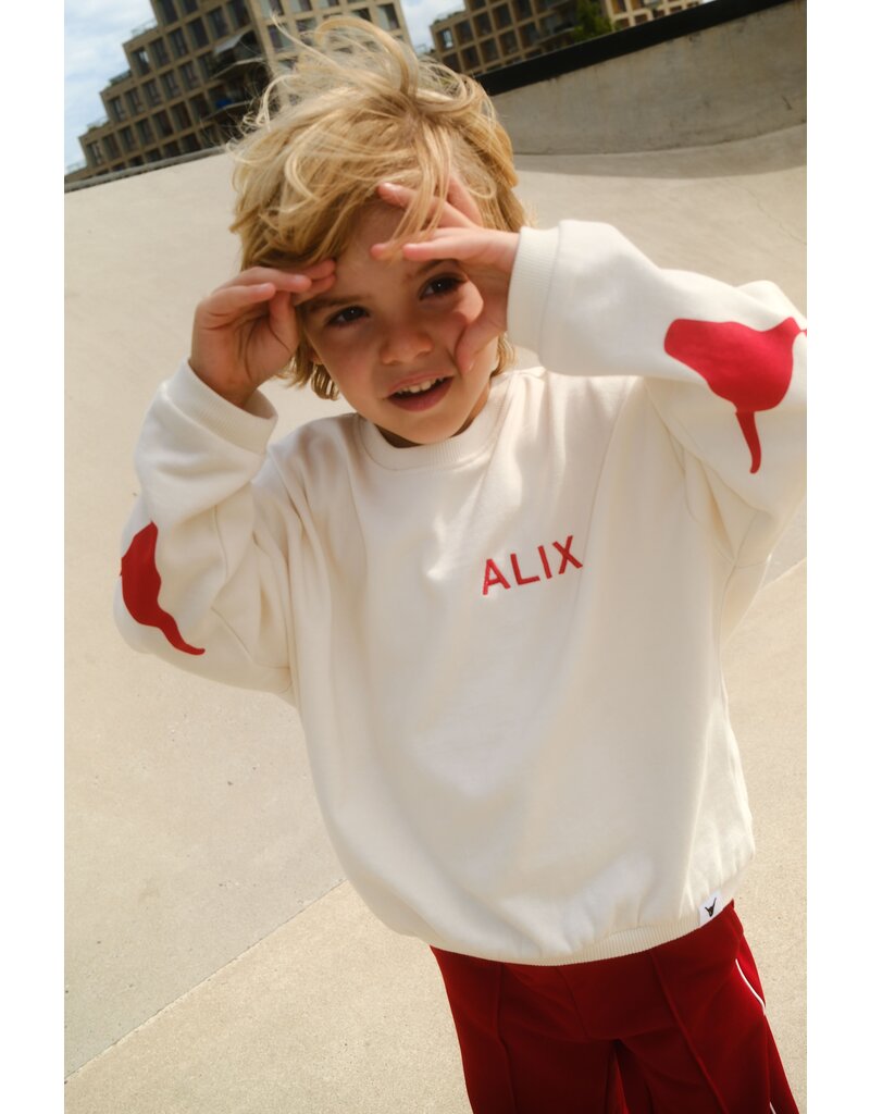 Alix the Label kids knitted bull sleeve sweater Ecru