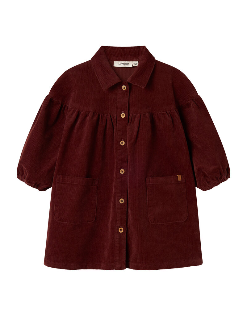 Lil' Atelier Obert Loose Cord Dress Hot Chocolate