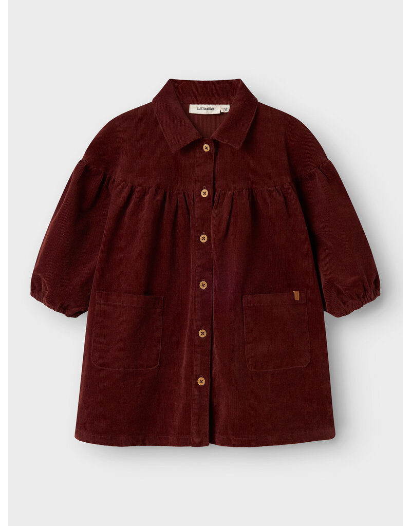 Lil' Atelier Obert Loose Cord Dress Hot Chocolate