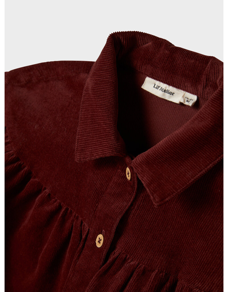 Lil' Atelier Obert Loose Cord Dress Hot Chocolate