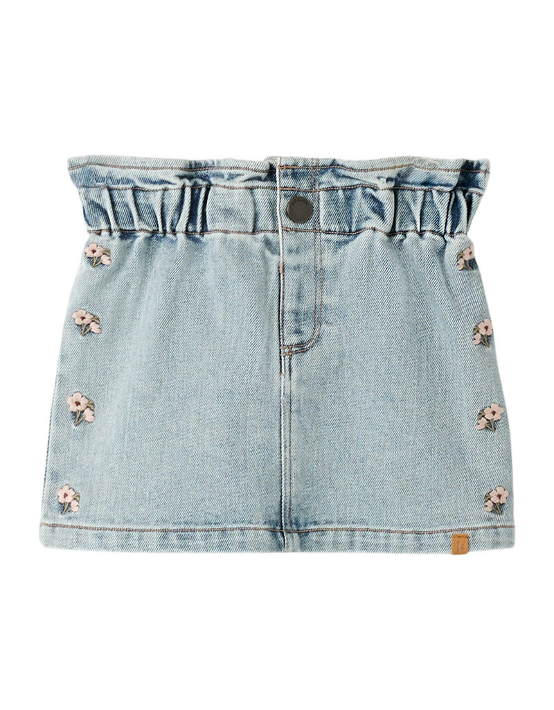 Lil' Atelier Darlee Denim Skirt Medium Blue Denim Flower