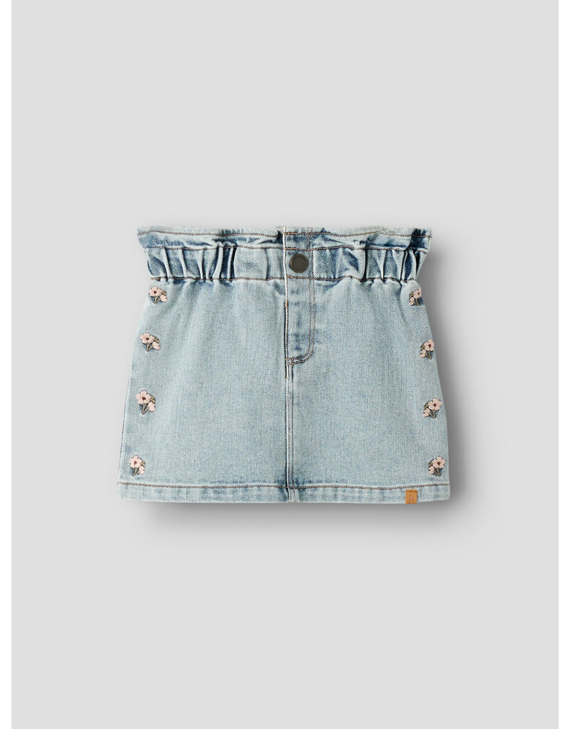 Lil' Atelier Darlee Denim Skirt Medium Blue Denim Flower