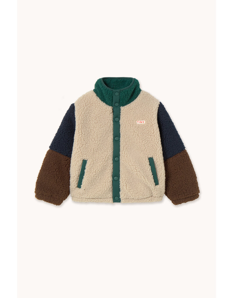 Tinycottons Color Block Polar Sherpa Jacket Dark Green