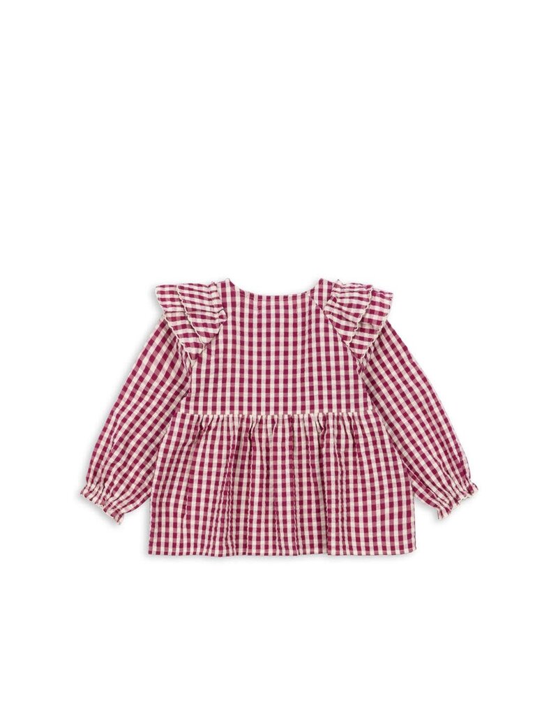 Konges Sløjd Kim Frill Blouse Sangria / Butter Check