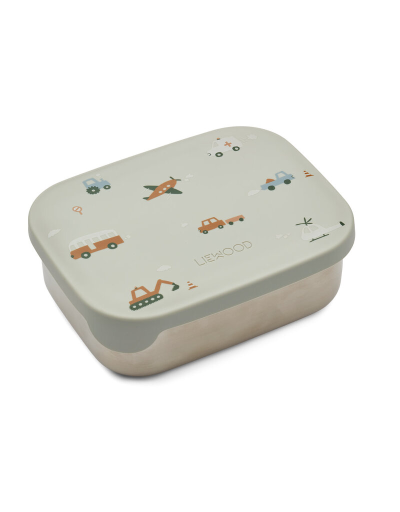 Liewood Arthur Printed Lunchbox Vehicles / Dove Blue Mix