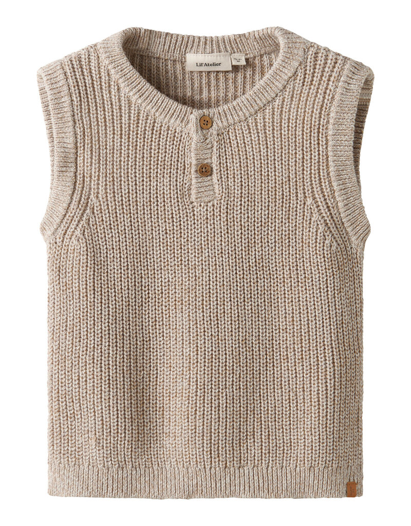 Lil' Atelier Rokko Knit Vest Oxford Tan Melange