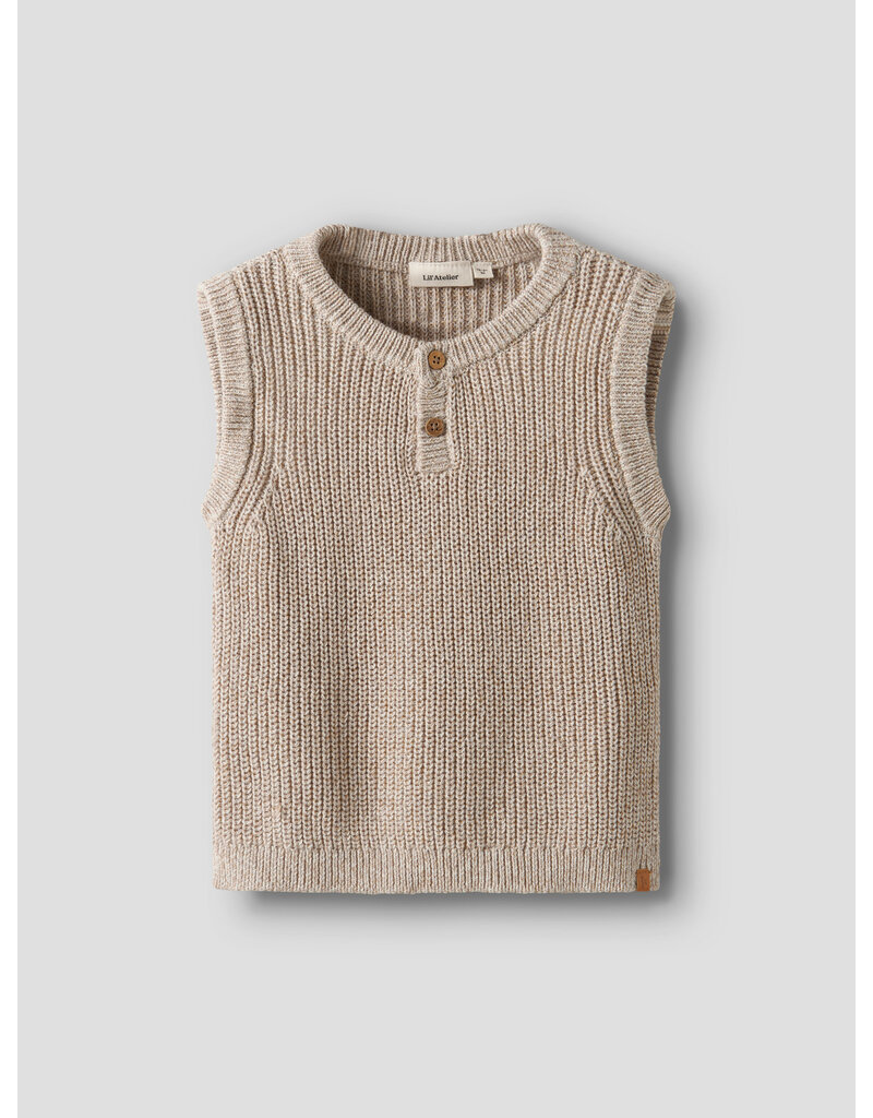 Lil' Atelier Rokko Knit Vest Oxford Tan Melange